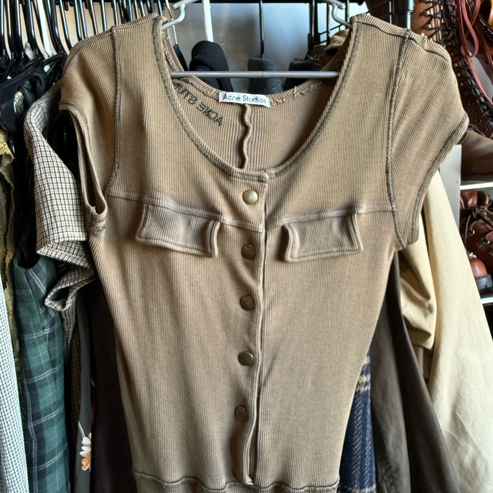 Acne Studios Tan Ribbed Knit romper